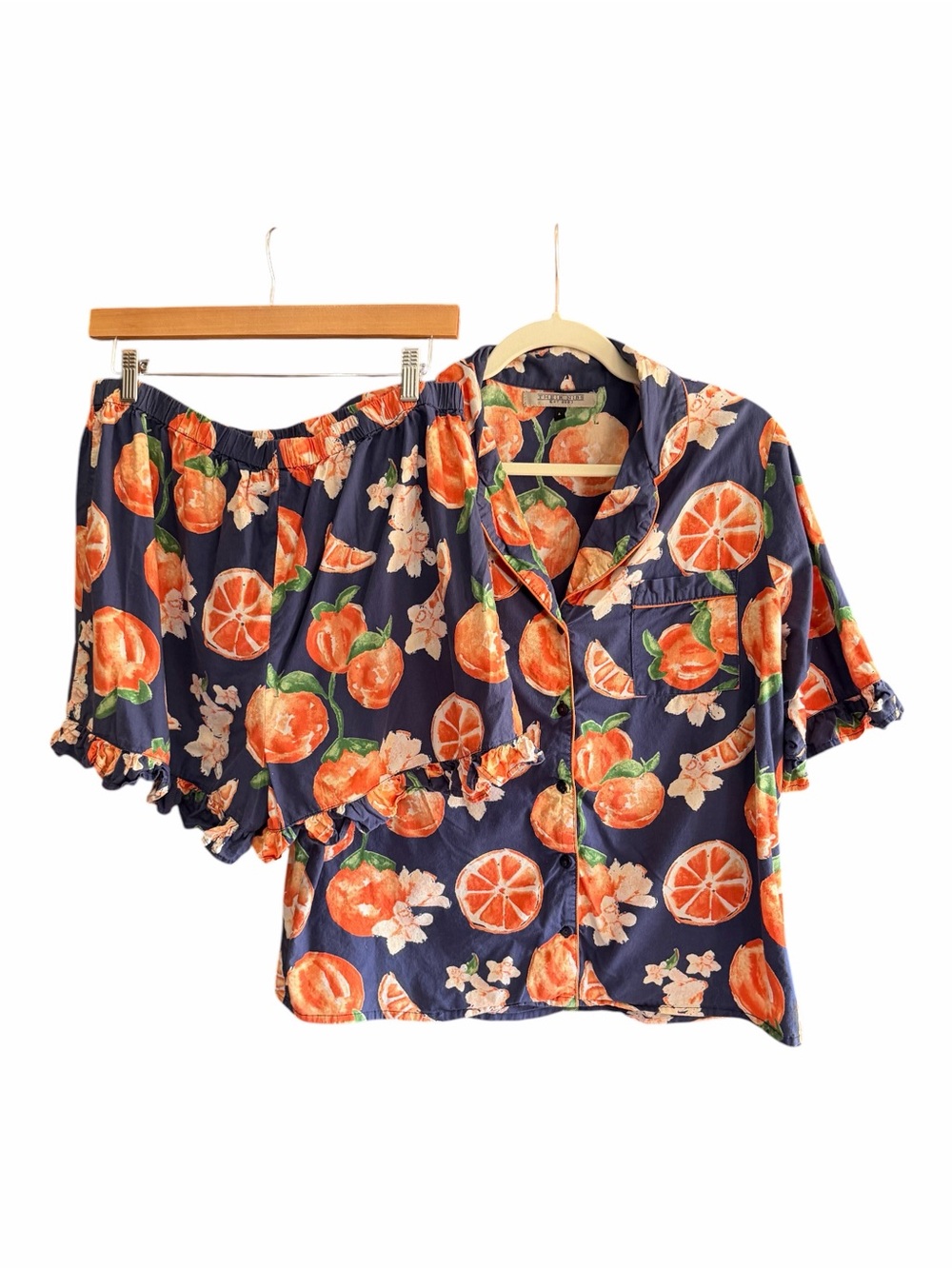 THEIR NIBS Cotton Pajamas Shorts and Top Set Blue Orange Fruit L
